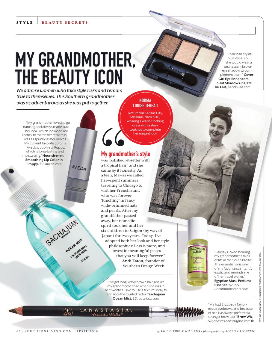 My Grandmother, the Beauty Icon page, April 2016