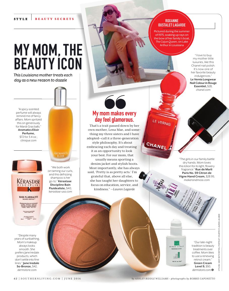 My Mom, the Beauty Icon — Louisiana mother spread, June 2016