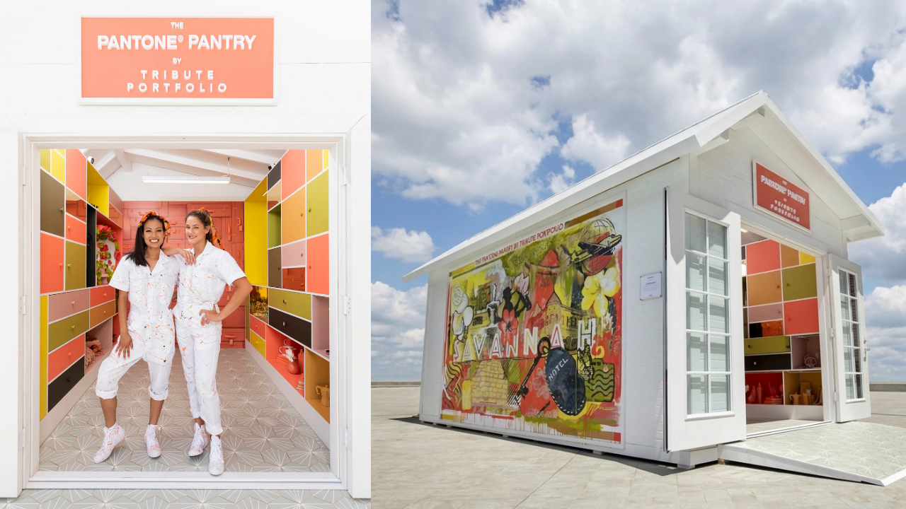 The Pantone Pantry exterior with a colorful Savannah mural