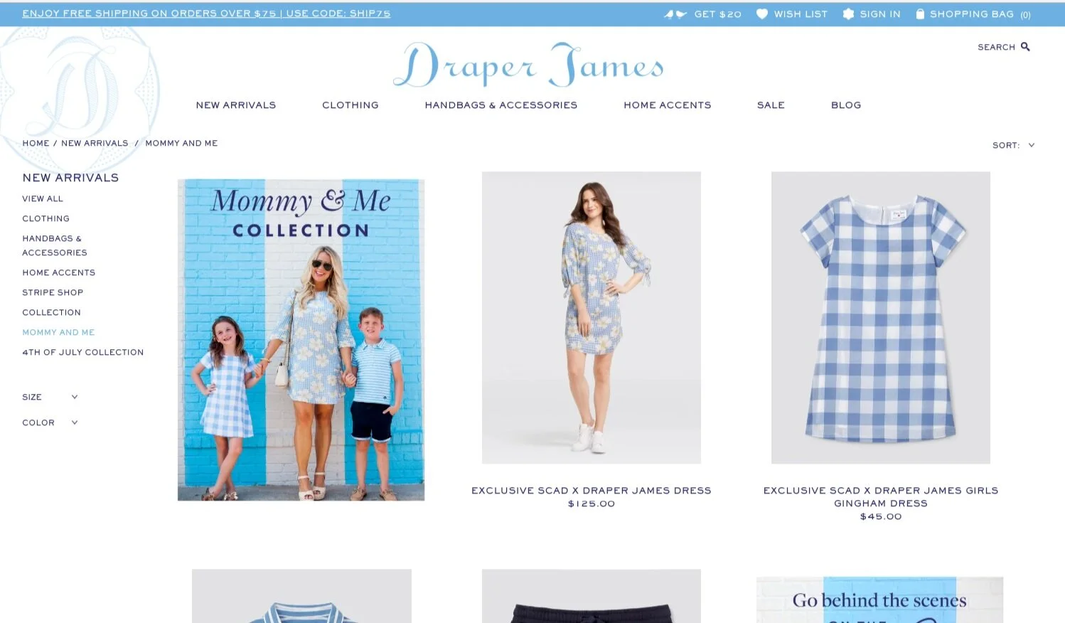 Draper James Mommy & Me collection featured on the brand's New Arrivals shop page